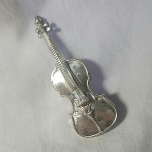 STERLING LANG Silver Violin Brooch Pin
